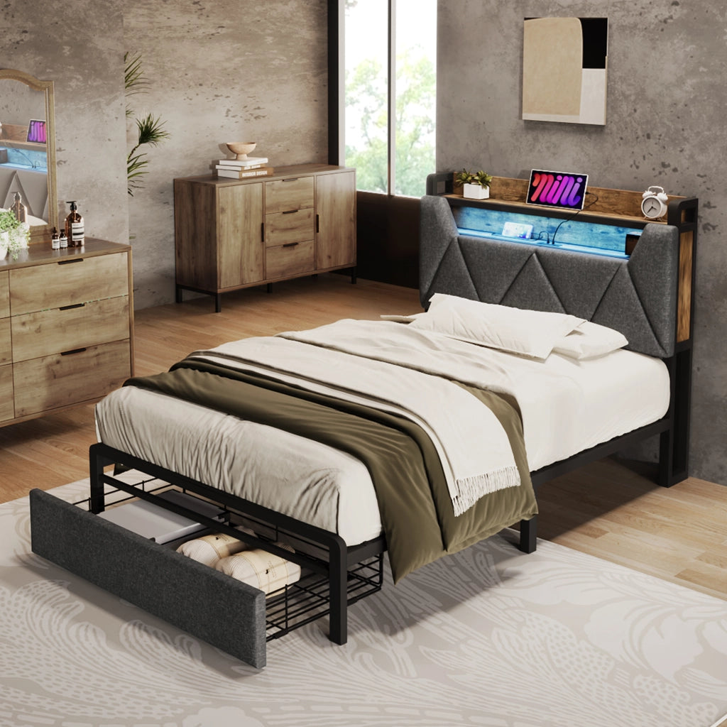 letto imbottito lino grigio 90 x 200 cm
