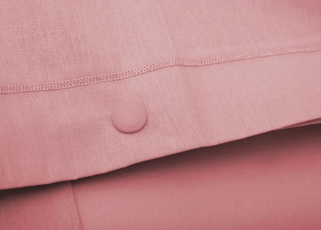Coppia 2 Federe Cuscino Letto 100% Cotone Tinta Unita Sfoderabile Bottoni Laterali - Federe - Rosa