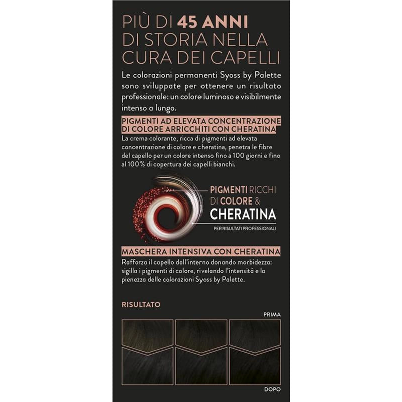 PALETTE SYOSS COLORAZIONE PERMANENTE 100% COPERTURA CAPELLI BIANCHI PER CAPELLI PIÙ FORTI 1.1 NERO