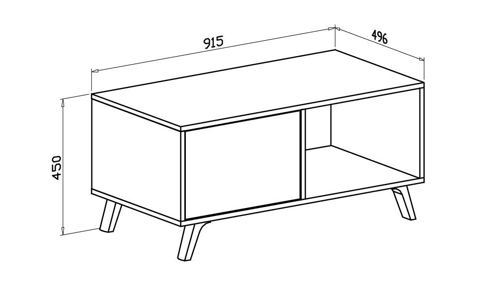 Tavolino 92x50x45cm per sala da pranzo Bianco e colore Rovere RF622