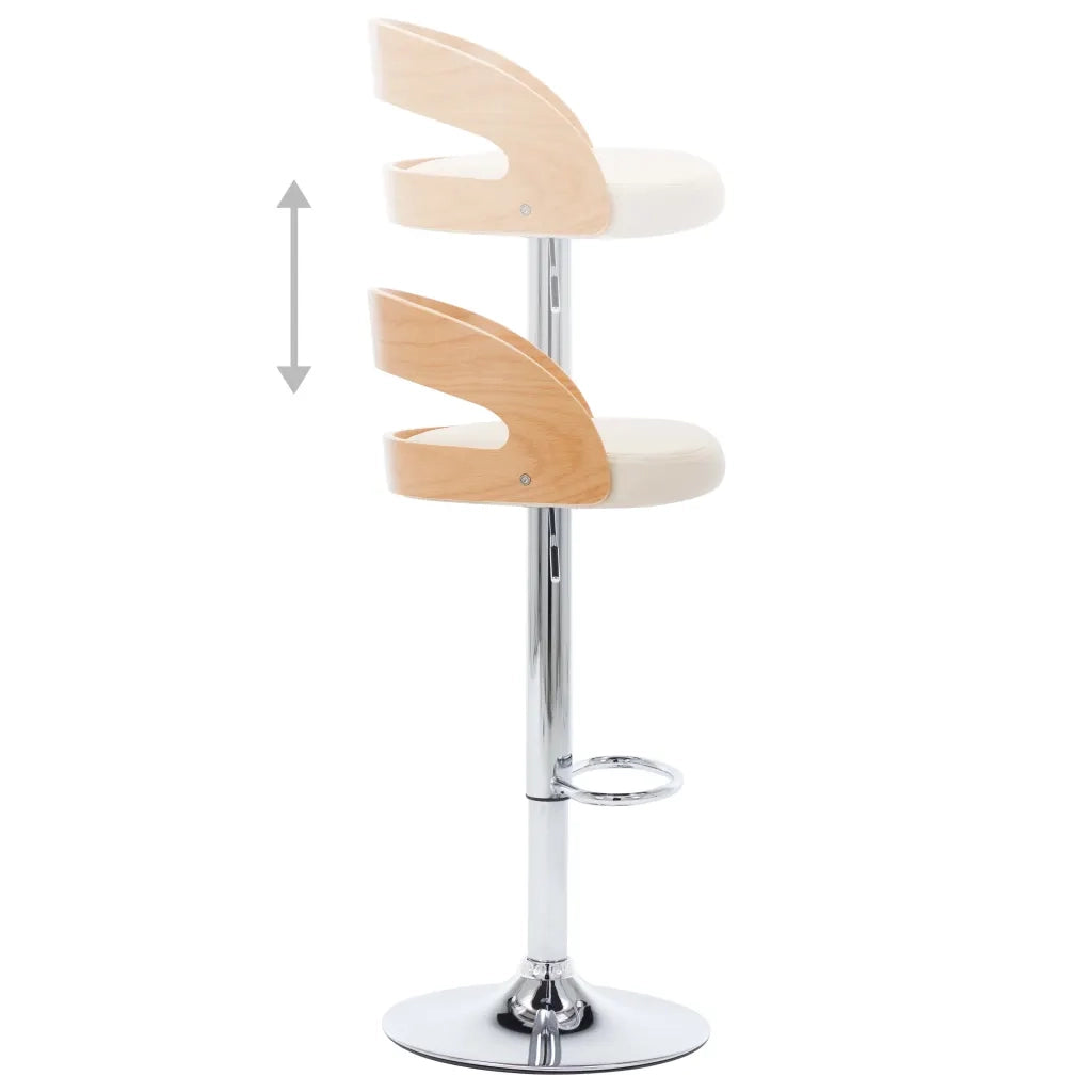 Sgabelli da Bar 2 pz Crema in Similpelle e Legno Curvato