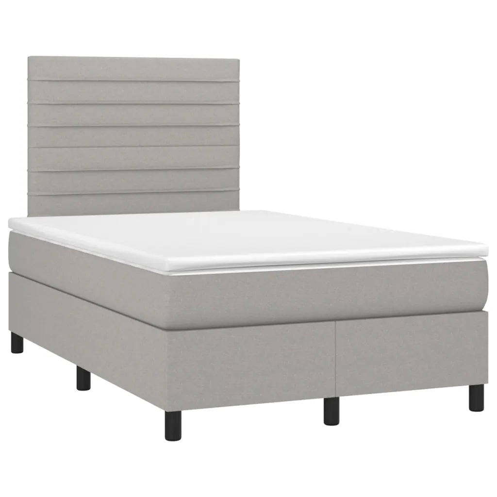 Letto a Molle Materasso e LED Grigio Chiaro 120x200 cm Tessuto 3134941