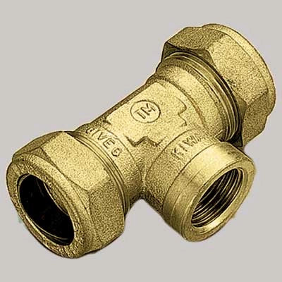 RACCORDO A TEE FEMMINA CON OGIVA OTTONE  16 x 1/2 x 16     TIEMME