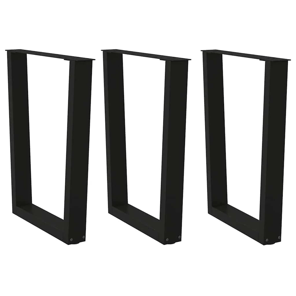 Set di 3 gambe geometriche per tavolo da pranzo 70 x 73 cm con piedini regolabili stile moderno acciaio nero 02_0056946