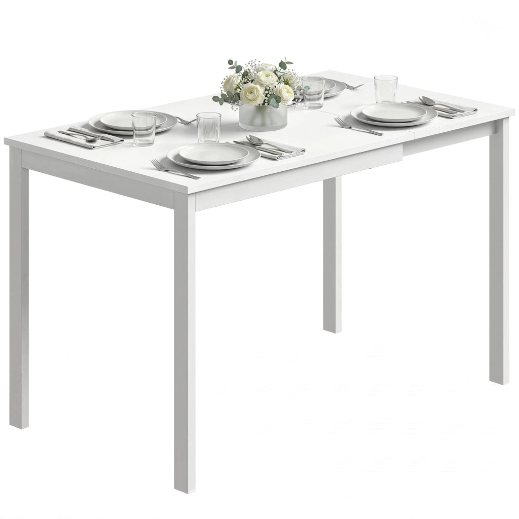 Tavolo da pranzo allungabile 80-120 cm bianco per 4-6 persone ¨C Xylo ¨C Con estensione scorrevole
