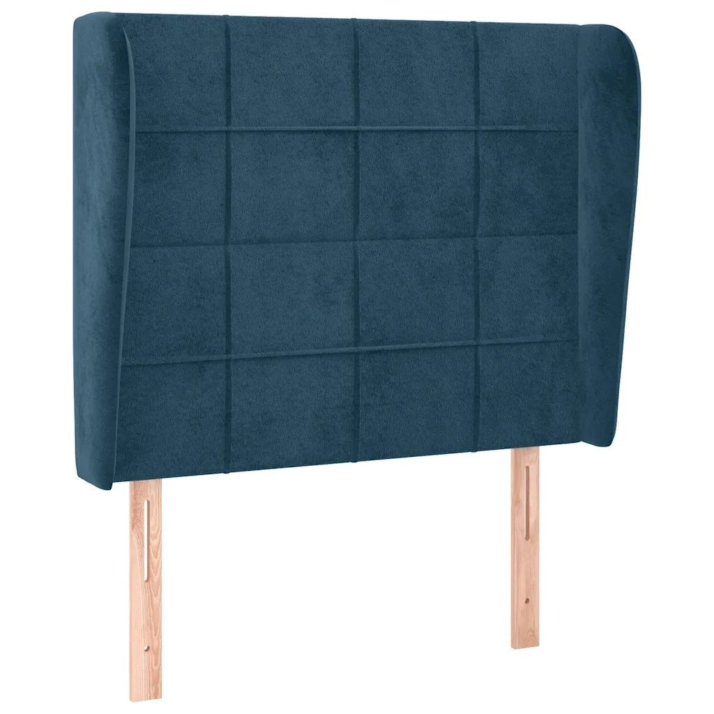 Testiera | Testata ad Orecchio Blu Scuro 103x23x118/128 cm in Velluto