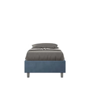 BS COM Letto singolo senza rete imbottito 90x210 microfibra blu