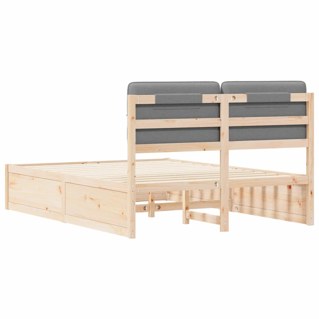 Letto con Testiera Rivestita Grigio chiaro 140 x 200 cm