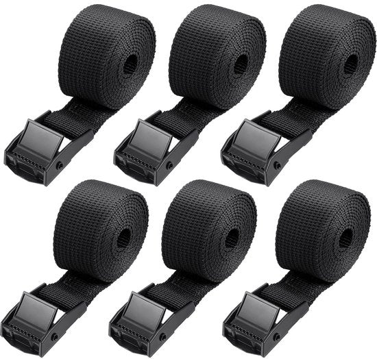 Cinture di fissaggio in poliester a nastro 1000 mm - 6 pezzi - Fissaggi antiscivolo - Resistenti all'usura - Per biciclette e bagagli - Cinture di fissaggio senza ruggine