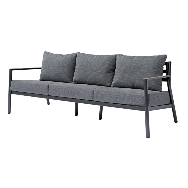 Salotto Cadice Alluminio Antracite Bracciolo Effetto Legno Moia