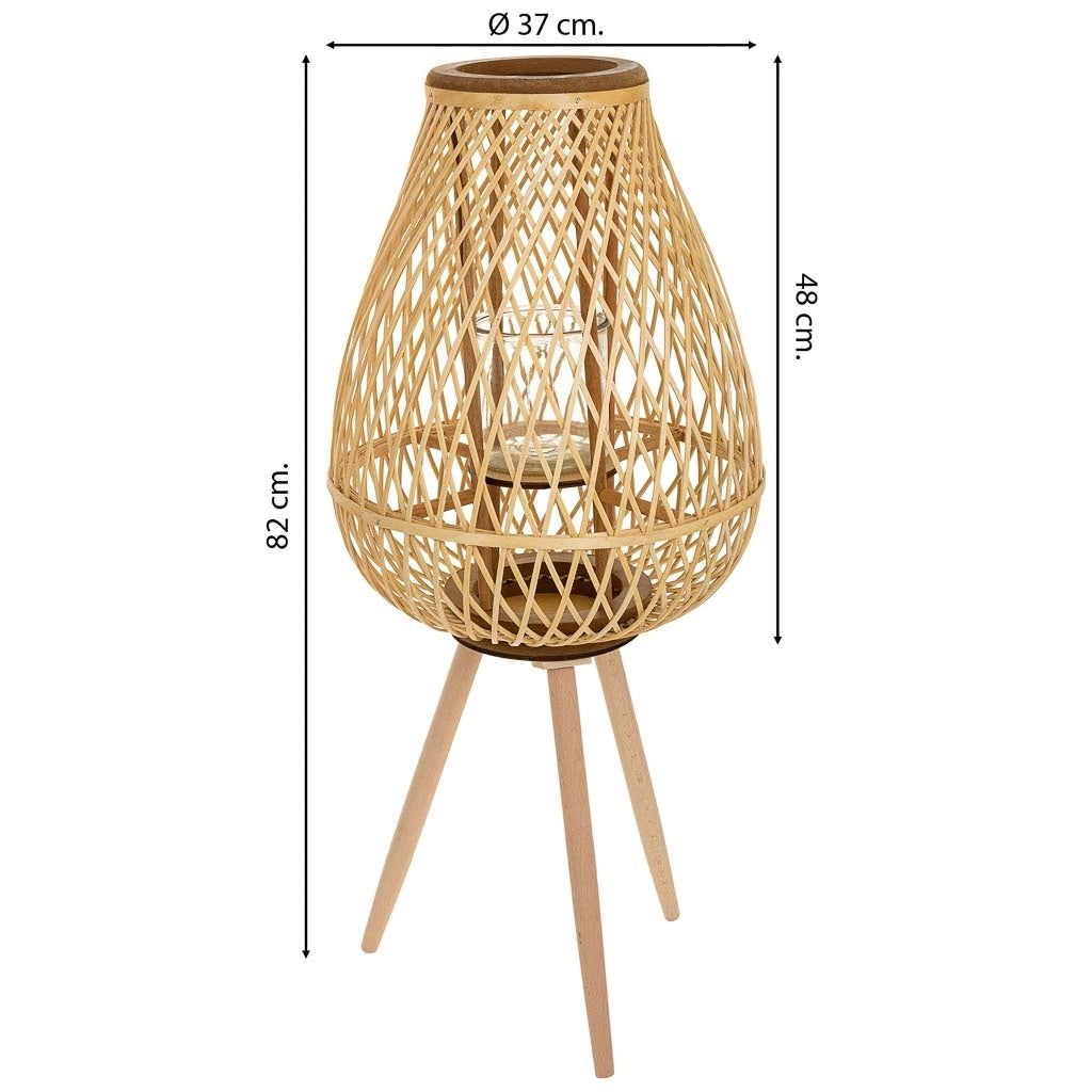 Lanterna portacandele in bambù marrone d37x48/82h