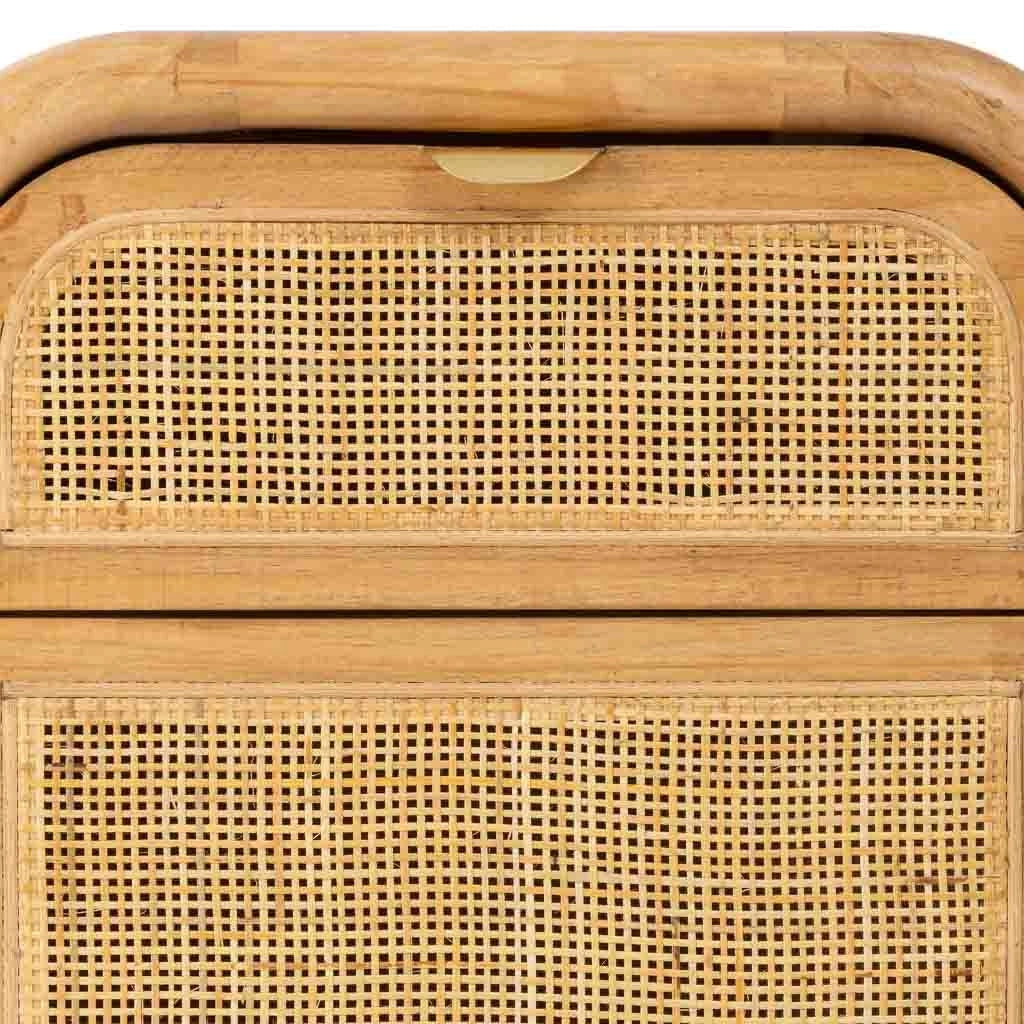 Comodino in legno e rattan marrone 45x35x66h cm