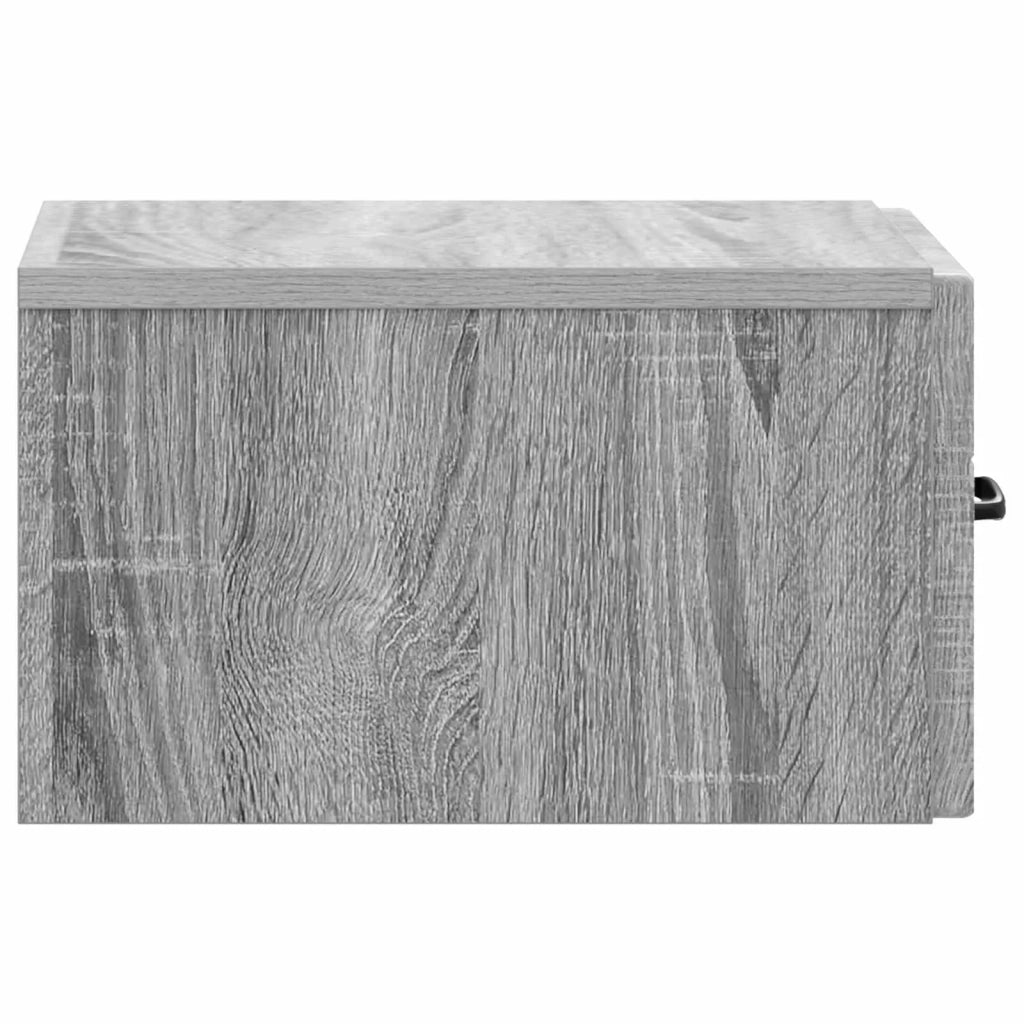 Set di 2 Comodini | Armadio da Notte | Mobiletto da notte a muro Grigio Sonoma 34,5 x 33 x 20 cm