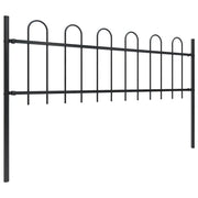 Recinzione da Giardino | Recinzione da cortile con Parte Superiore ad Anello in Acciaio 1426x60 cm Nera
