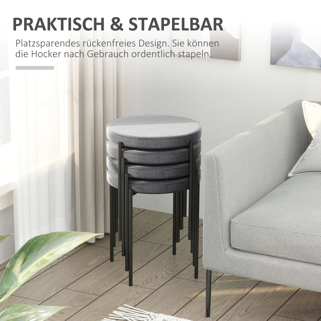 Set di 4 sgabelli da cucina imbottiti in velluto ¨C zephmum ¨C grigio metallo