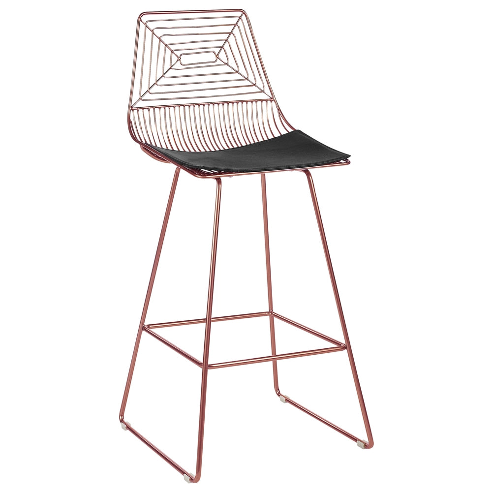 Set di 2 sgabelli in metallo oro rosa con imbottitura in pelle stile moderno contemporaneo