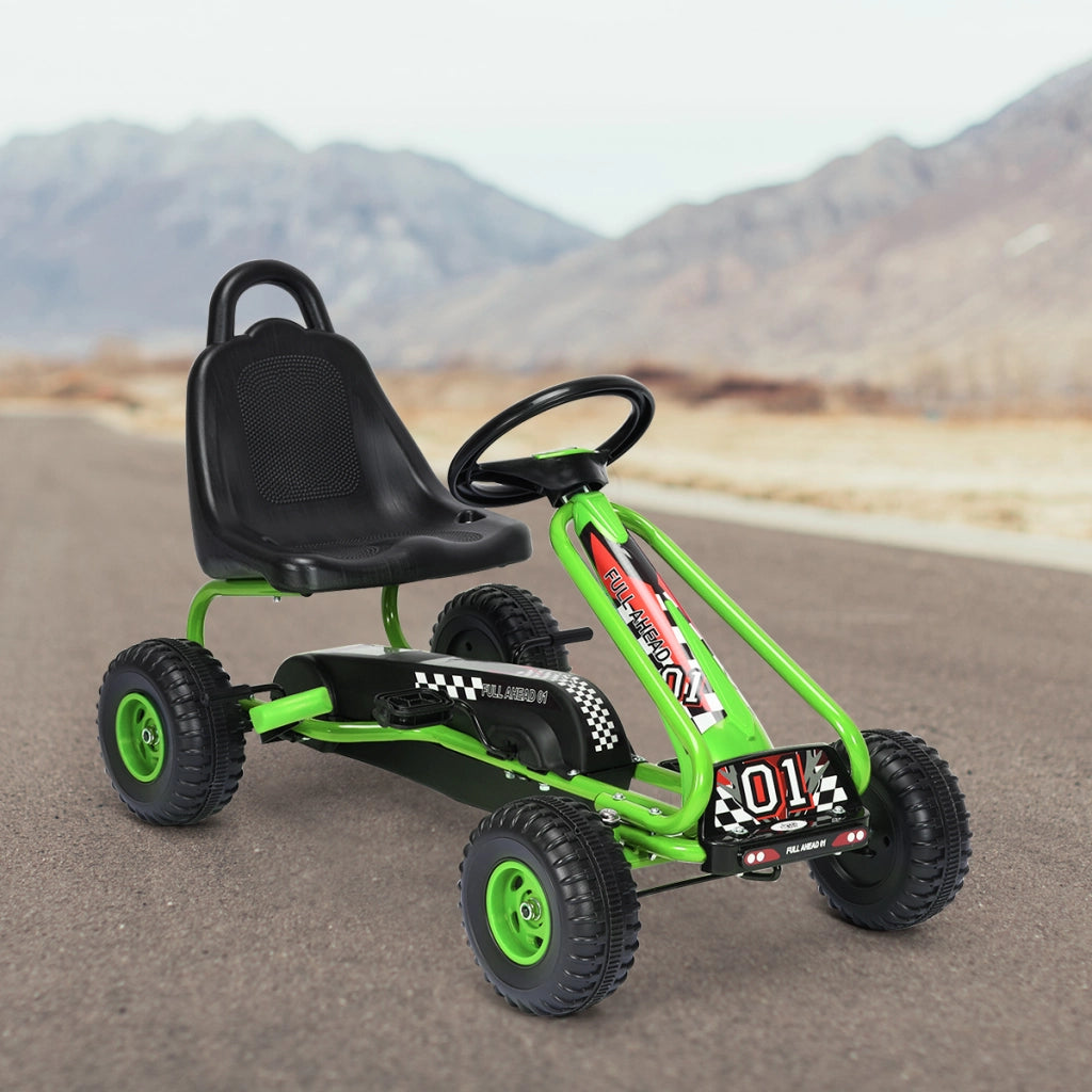 Go kart giocattolo con sedile regolabile e freno a mano stabile, Go kart a pedali robusti sicuri per bambini Verde-Go Kart