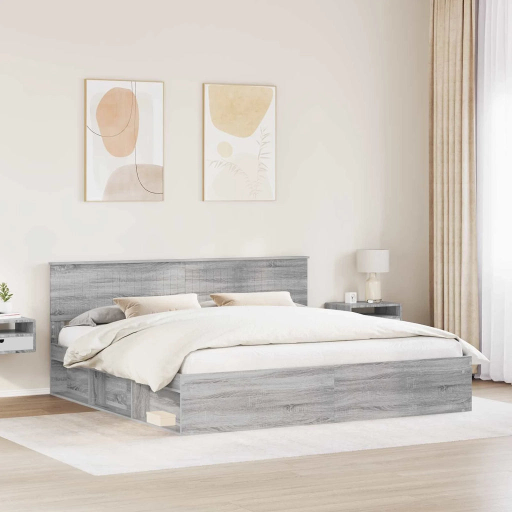Struttura del letto Grigio Sonoma 200 x 200 cm Pino massello