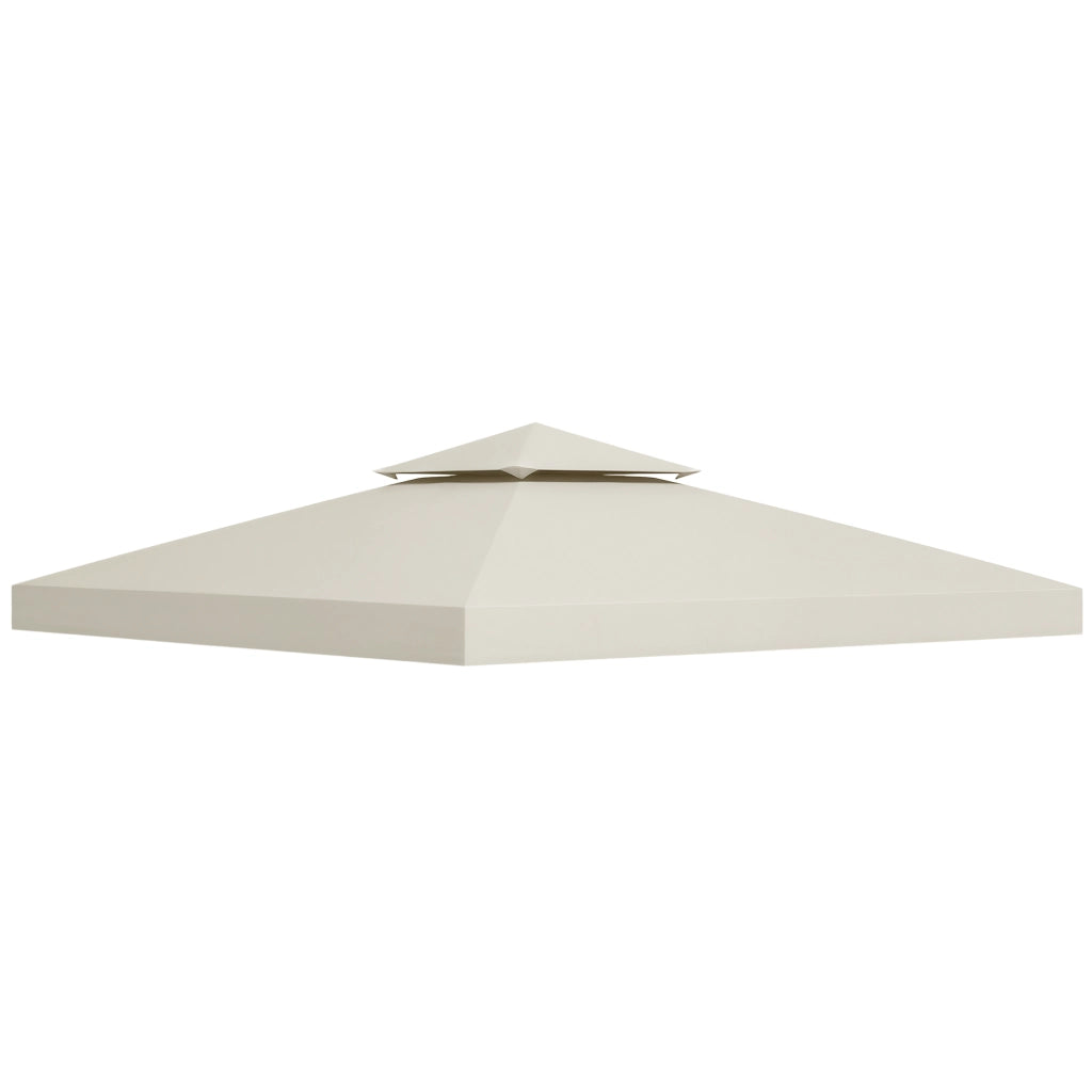 Telo Gazebo 3x3 m a 2 Livelli in Poliestere Resistente. Copertura Gazebo 3x3 con 8 Fori di Drenaggio e Cinghie in chiusura a strappo. Crema