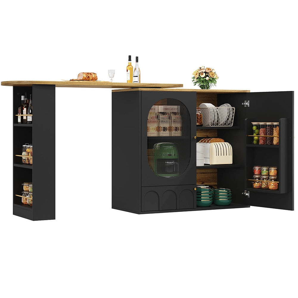 Tavolo bar rotante 360° - Xylo - con ripiano bianco/nero 138x39x102cm