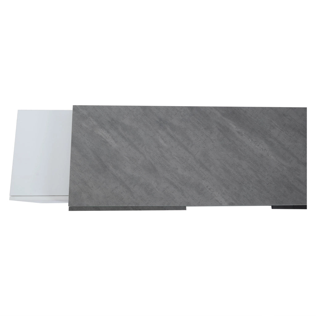 MOBILE TV 180x40x46,5 cm MDF Bianco e Grigio con LED e 4 ante