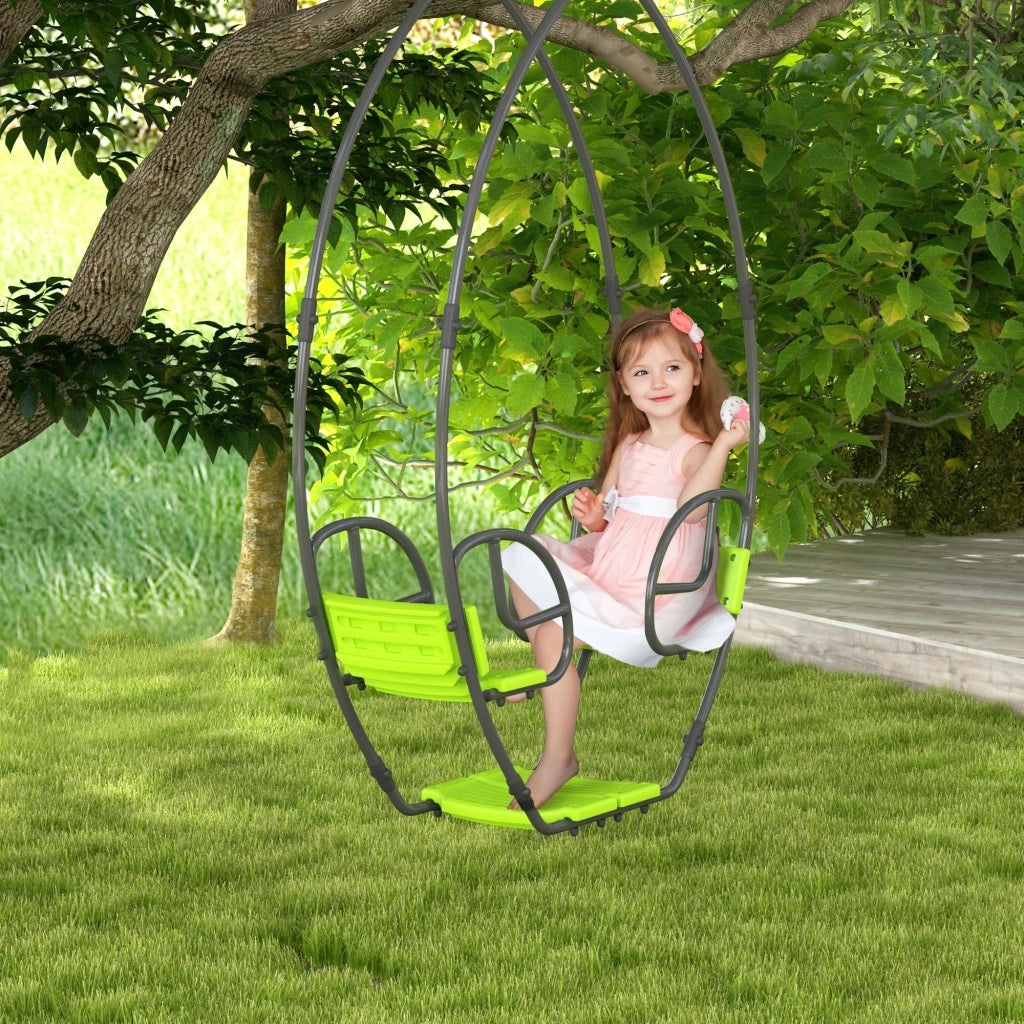 Altalena da Giardino per Bambini ¨C Xylo ¨C Metallo Verde 110,5x40,5x180 cm 2 Posti 3-6 Anni