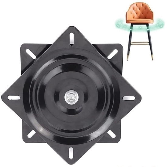 Tavolo di supporto in metallo, 360° girevole, tavolo di supporto a sfera, girevole, tavolo di supporto, supporto quadrato, per attrezzi, tavoli, mensole, 5 pollici, 2 mm di spessore (nero)
