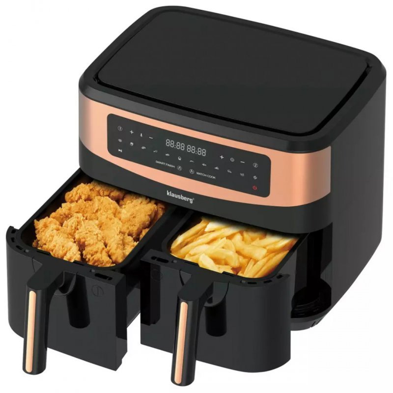 Friggitrice ad aria Klausberg KB-7589 2 x 4,5 l, apparecchio per cucinare in modo sano