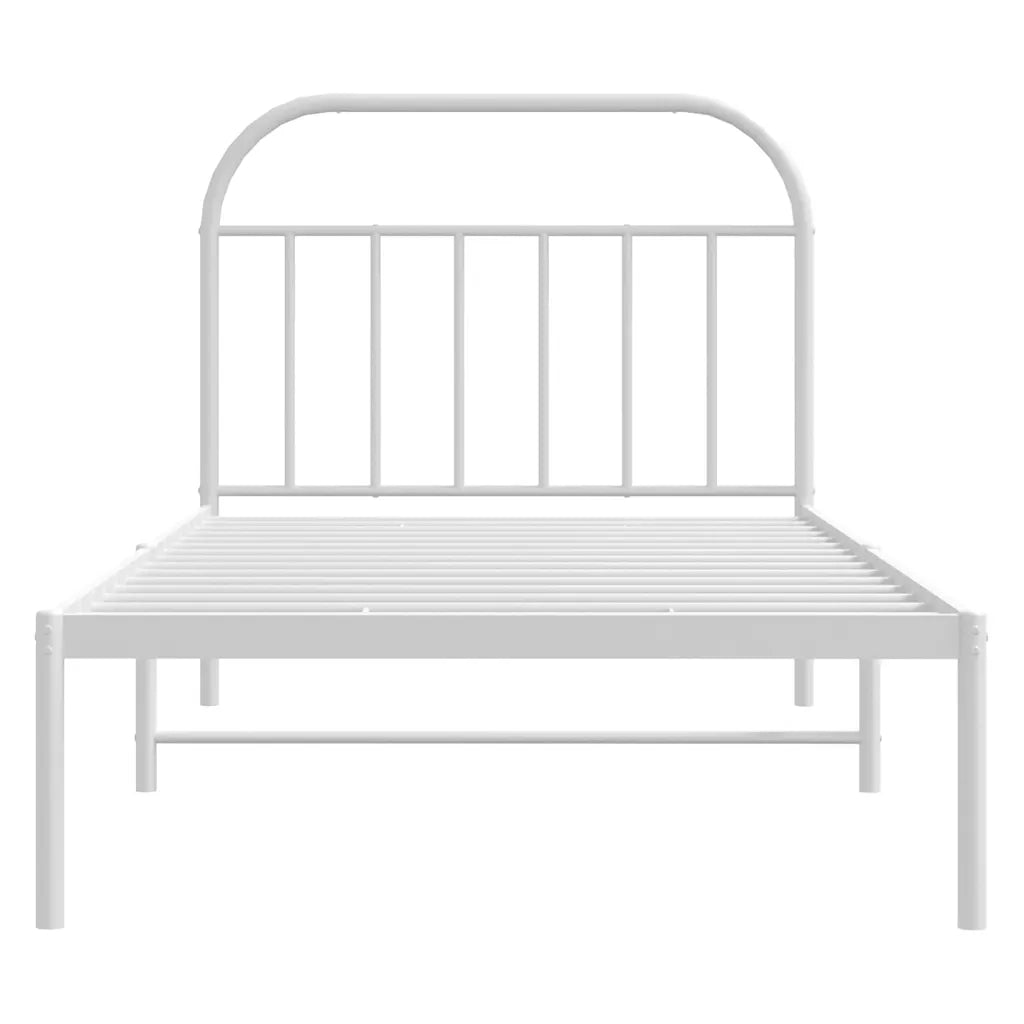 Letto singolo | Letto per adulti | Giroletto con Testiera Metallo Bianco 100x200 cm