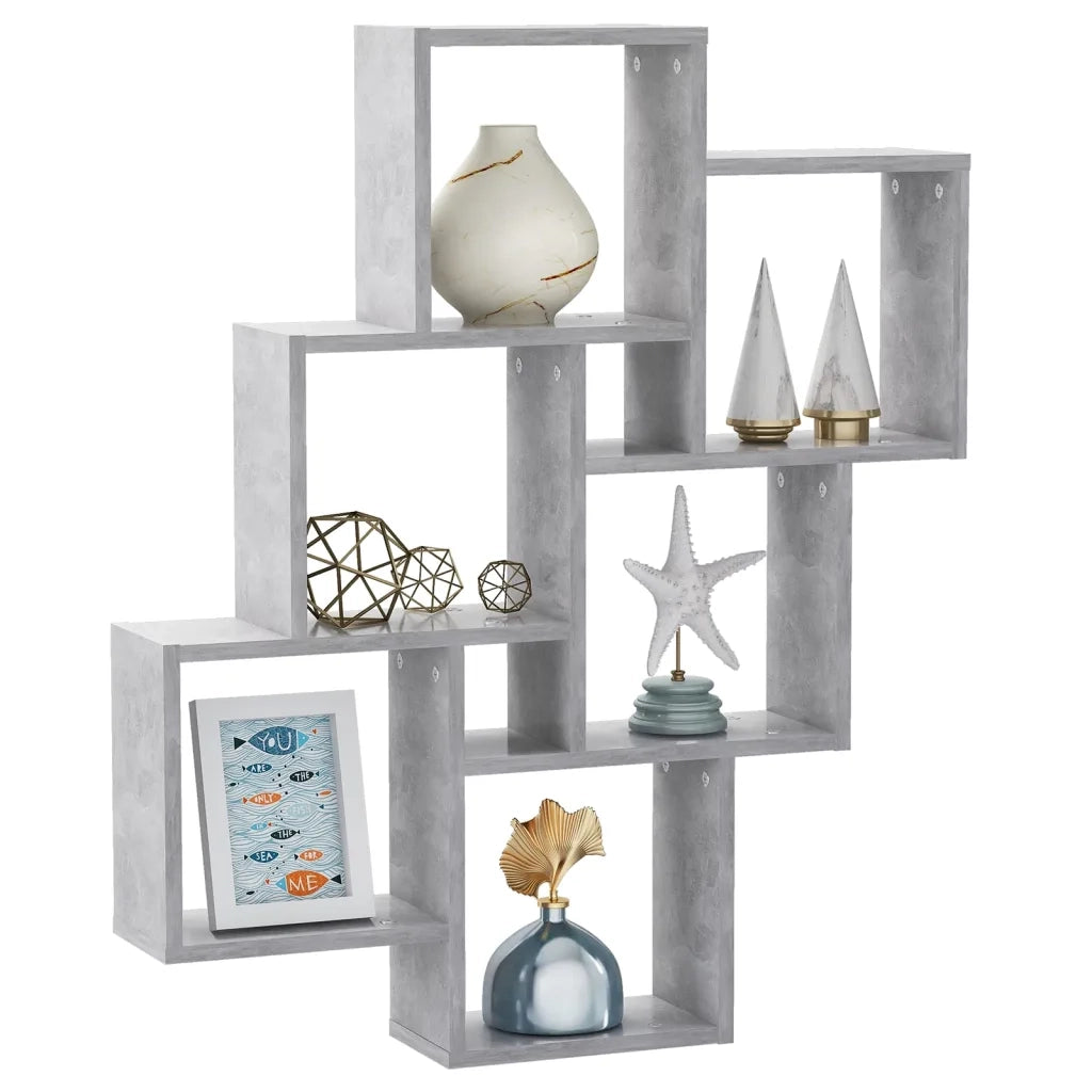 Mensola Parete | Mensola sospesa Cubo Grigio Cemento 78x15x93cm Legno Multistrato
