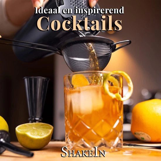 Set di shaker per cocktail in Grigio Spaziale - 12 del - Grande set di mix per cocktail - 750ml Shaker a Boston in Acciaio Inossidabile - Mat di bar