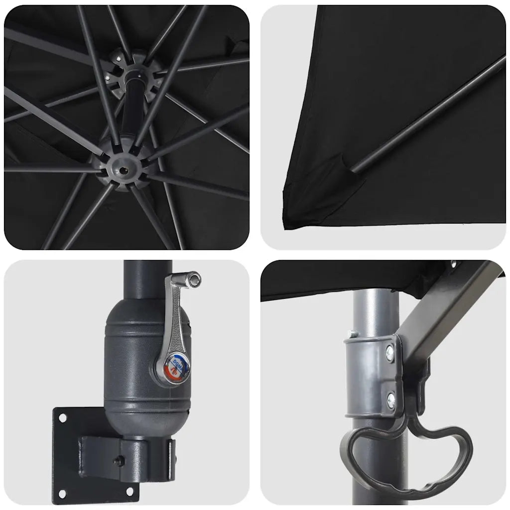 Ombrello | Parasol da giardino Nero 248,5 x 247,5 x 160 cm