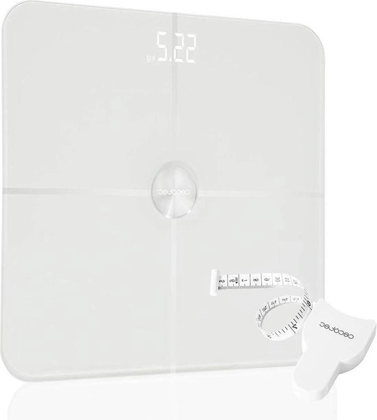 Pianificatore di peso per la cucina con alta precisione - Precisione 9600 - Peso digitale per la cucina con display LED - Base di sicurezza con vetro resistente e rivestimento di indio e stagno - Connetta e protezione per la sicurezza