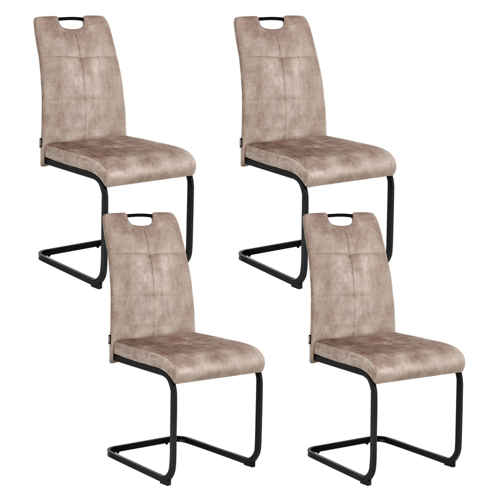 Set di 4 sedie da pranzo Rivestimento in tessuto Seduta imbottita Gambe in ferro tortora