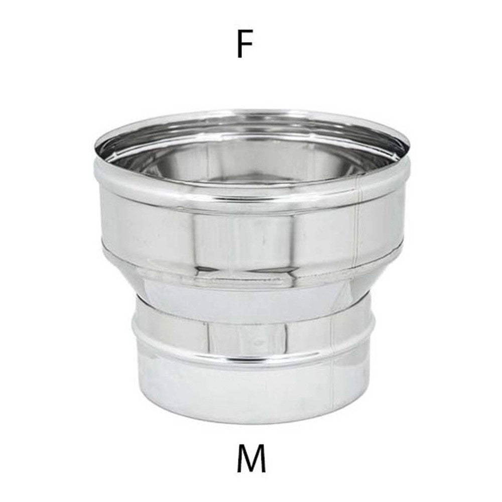 Aumento inox da m 130 a f variabile spessore 6 decimi aisi 304, diametro 150mm