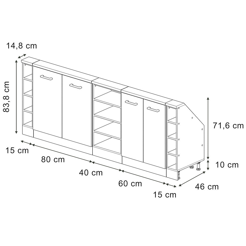 Set di mobili sottotetto Rion Antracite rustico/Rovere dorato Set di 5 Vicco