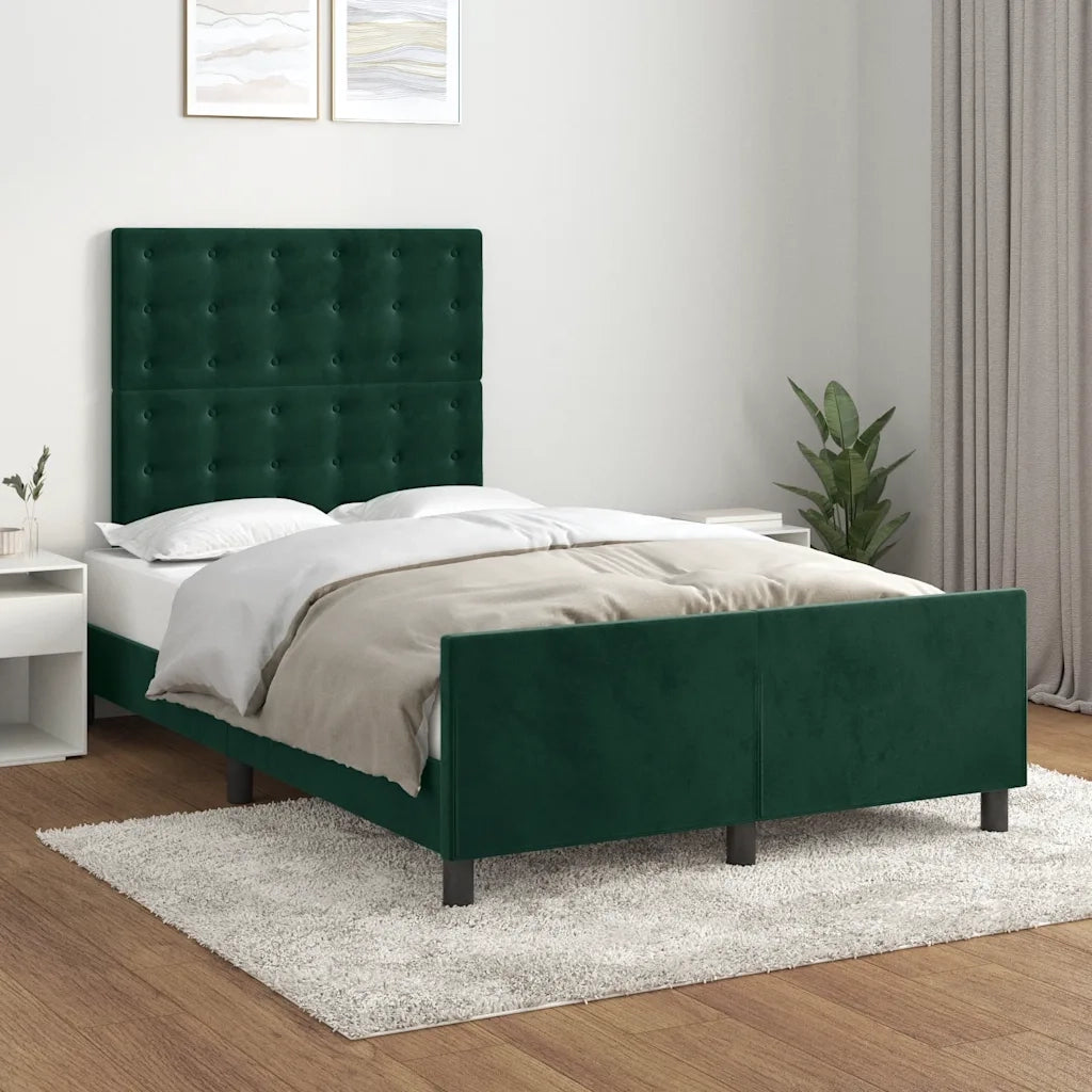 Letto matrimoniale | Letto per adulti | Giroletto senza Materasso Verde Scuro 120x190 cm Velluto