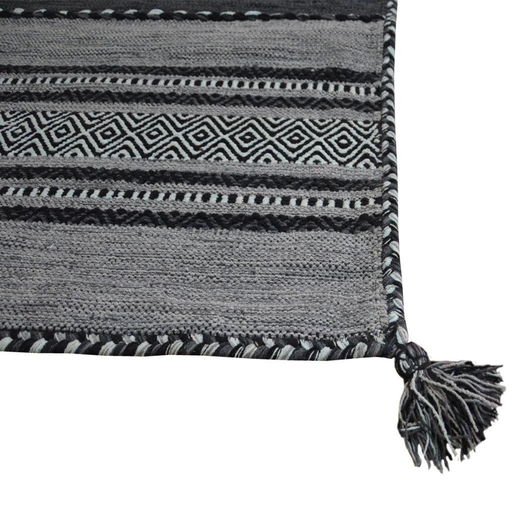 Tappeto ANTIQUE KILIM GRIGIO cm.70x140 tessuto a mano in cotone e ciniglia
