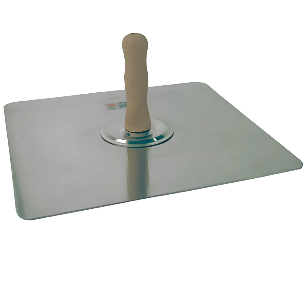 Frattone sparviero in alluminio liscio manico in legno scudo 330x330 mm