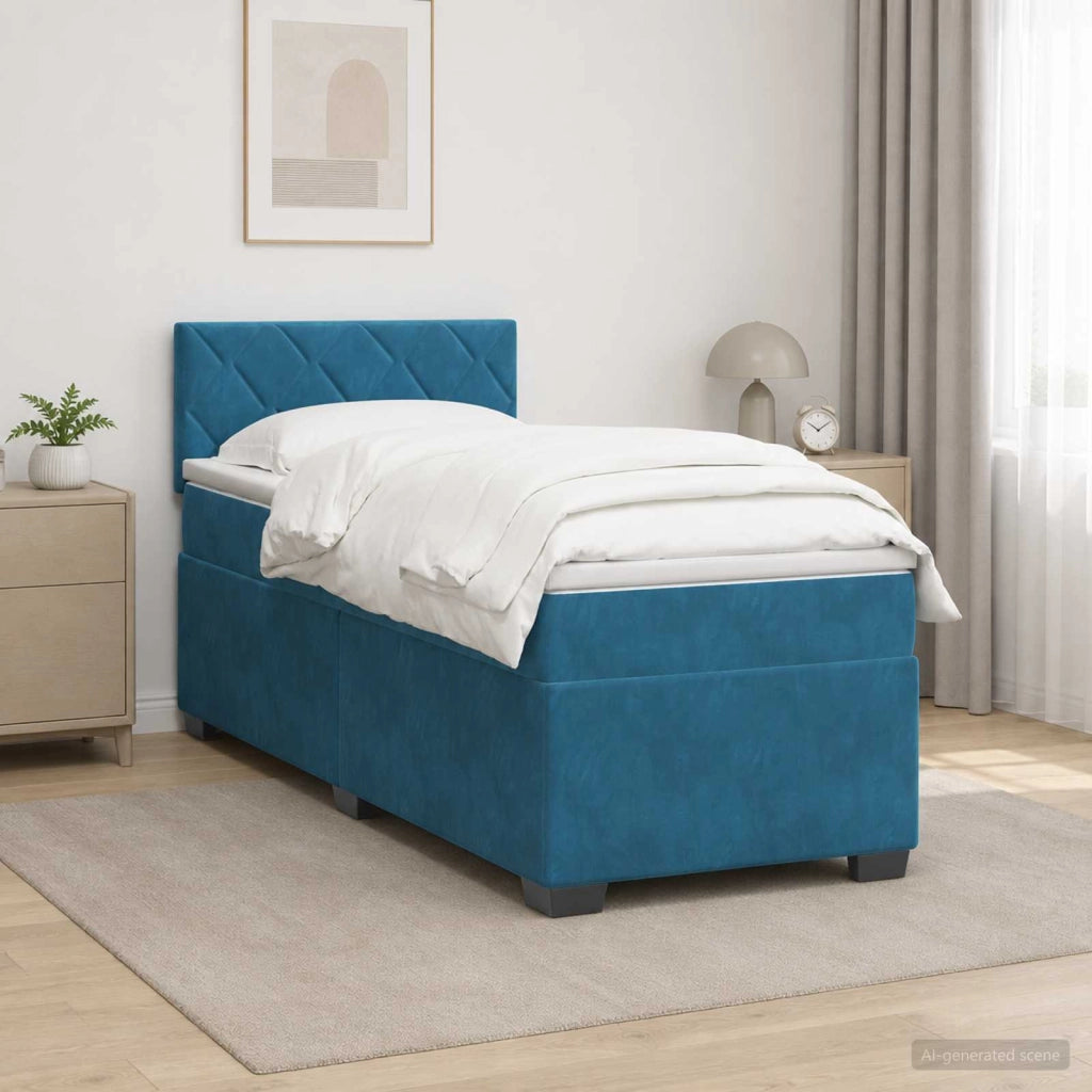 Letto con Box Spring, Materasso e LED Blu 80 x 200 cm Velluto 3452076