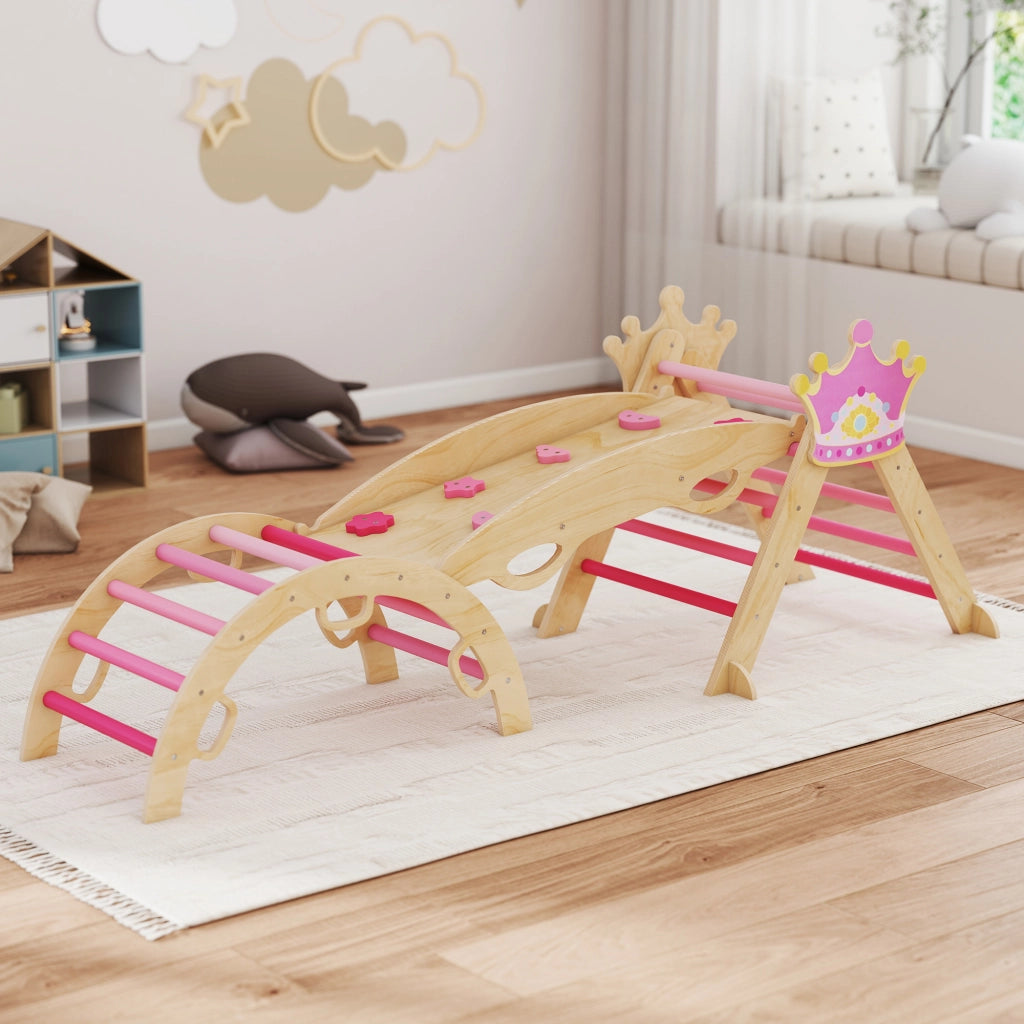 Triangolo di Arrampicata Montessori ¨C Minimal ¨C Legno, Rosa, 8 in 1