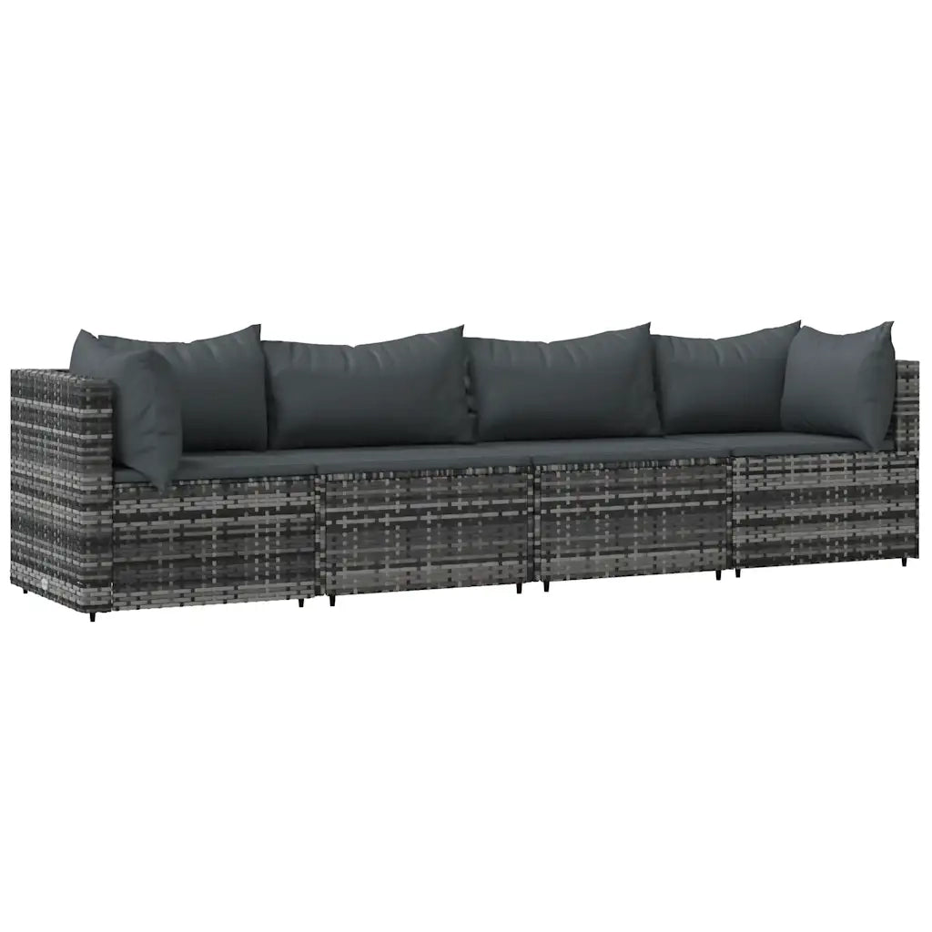 Set Divani da Giardino 4 pz con Cuscini in Polyrattan Grigio 319768