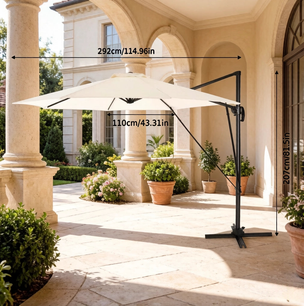 Ombrellone da giardino rotondo girevole 360° ? 3 m; beige