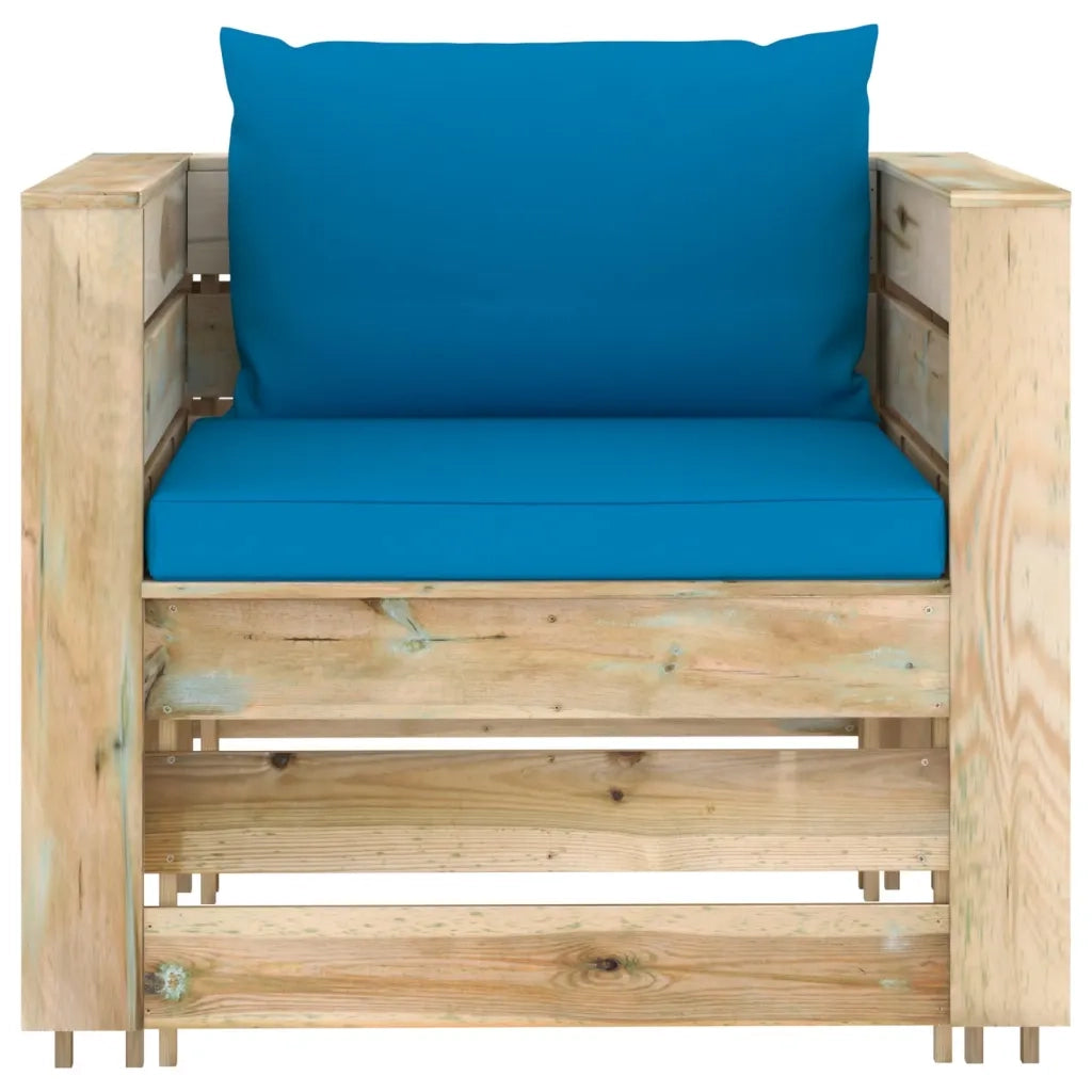 Set Salotto da Giardino 2 pz con Cuscini Legno Impregnato Verde 3074535