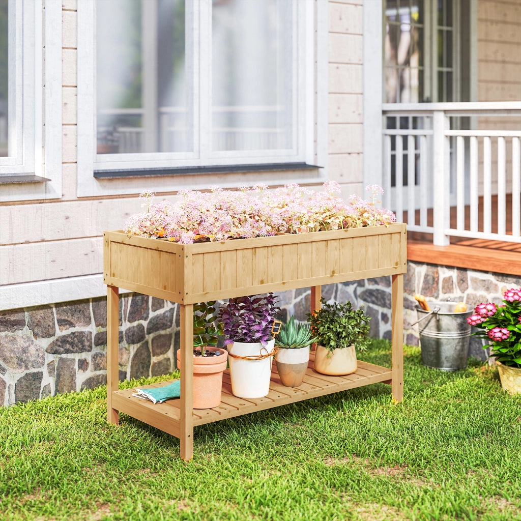 Orto Urbano da Giardino ¨C Xylo ¨C Legno Naturale con Ripiano 110x46x76 cm