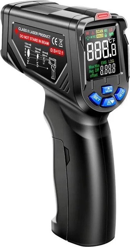 Pistolo a Infrarossi Laser - Temperatura - Pistolo con Schermo Inverso - Termometro 0.1 ~ 1.00 Configurabile - Industriale - Sensore Detector - Strumento - -20 ℃ fino a 750 ℃