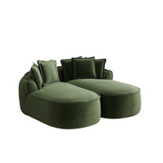 Divano modulare 2 posti con funzione letto e cuscini; per soggiorno; in chenille verde