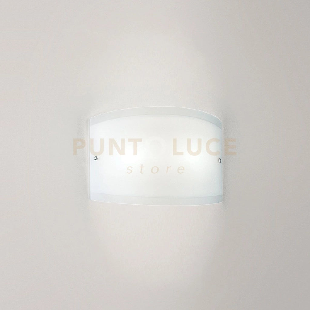 LECCE A/P APPLIQUE IN VETRO BIANCO 1 LUCE ATTACCO E27 PARTICOLARI METALLO CROMO 27CM