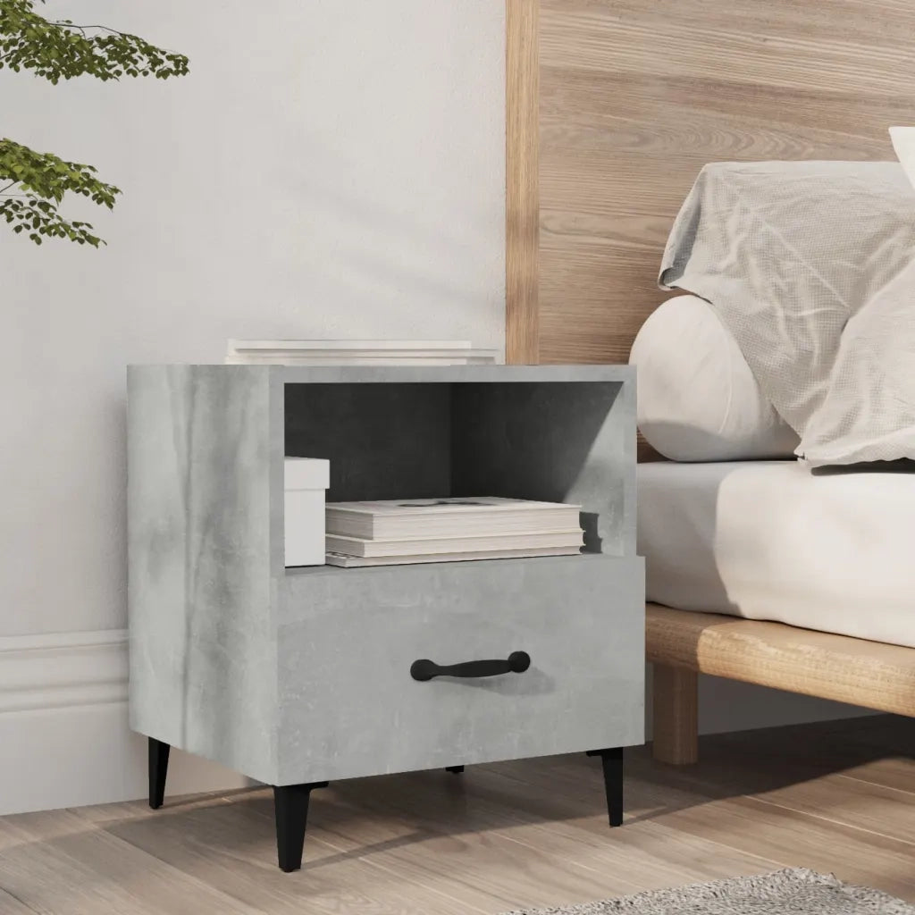 Comodini 2 pz-Set di 2 Tavolino da notte Grigio Cemento in Legno Multistrato 515918