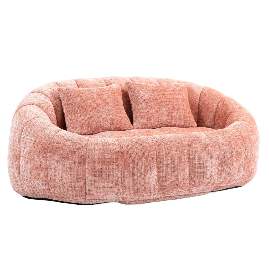 Sitzsack letto morbido in chenille rosa, divano lounge a due posti con imbottitura in memory foam, 150x95x63 cm